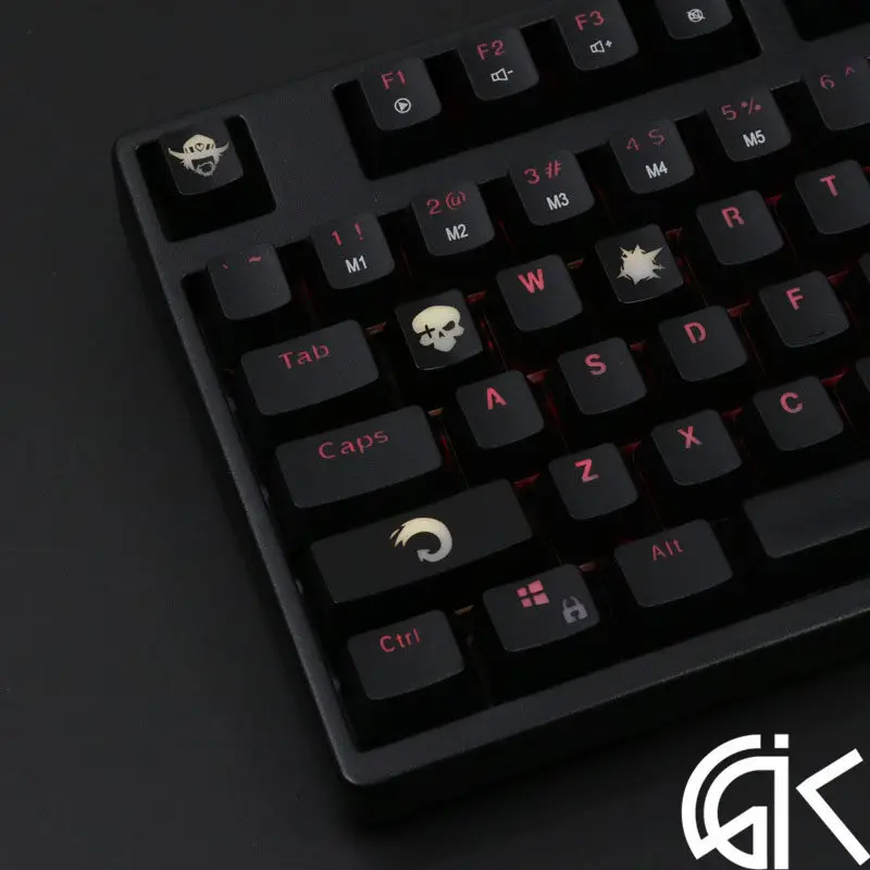 4 шт./компл. keysets подсветка OW ключ Шапки из АБС-пластика с гравировкой клавиши блеск-через для патруля gamer механическая клавиатура ANSI черный