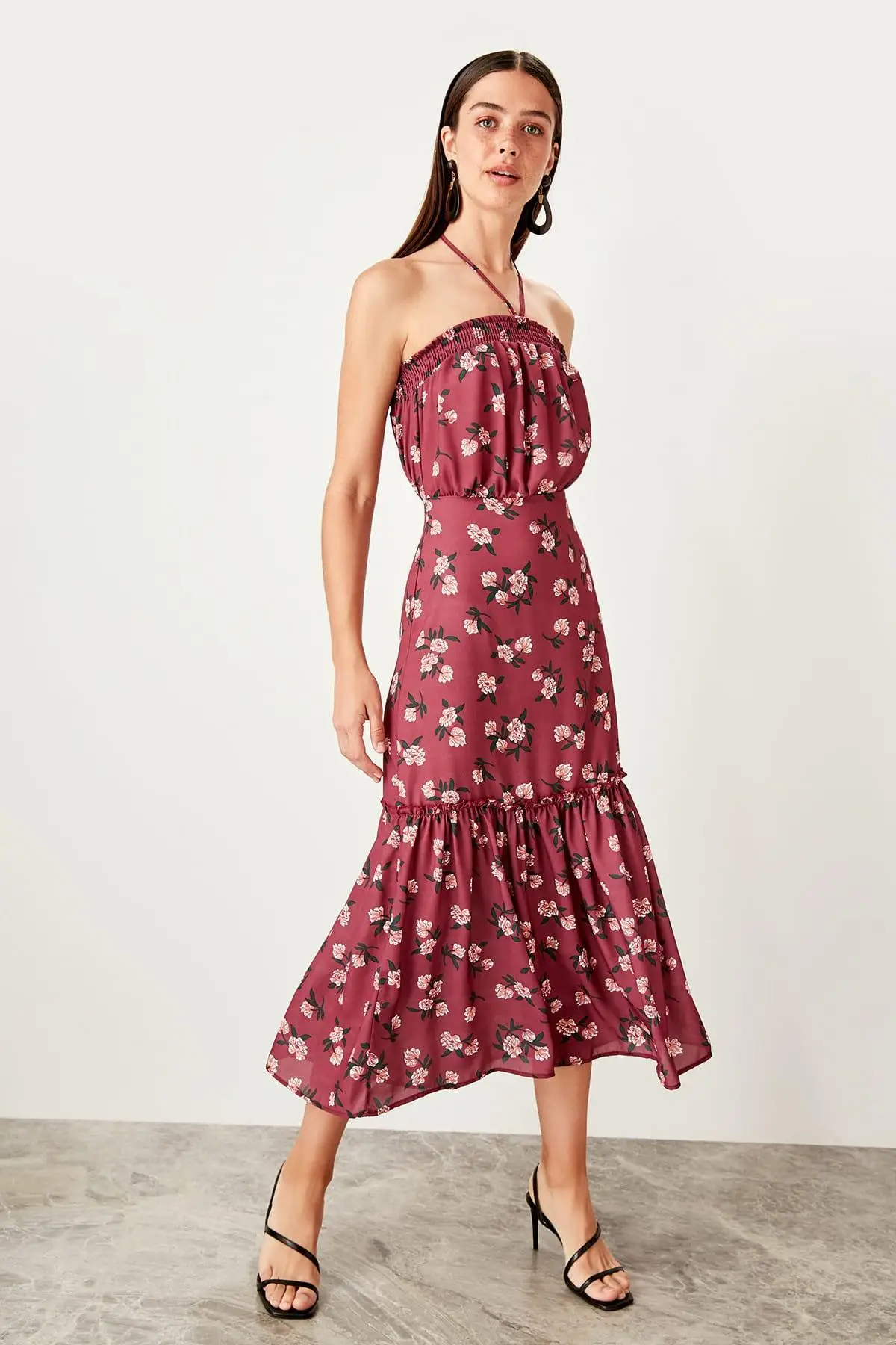 

Trendyol Mürdüm Patterned Dress TWOSS19XM0132