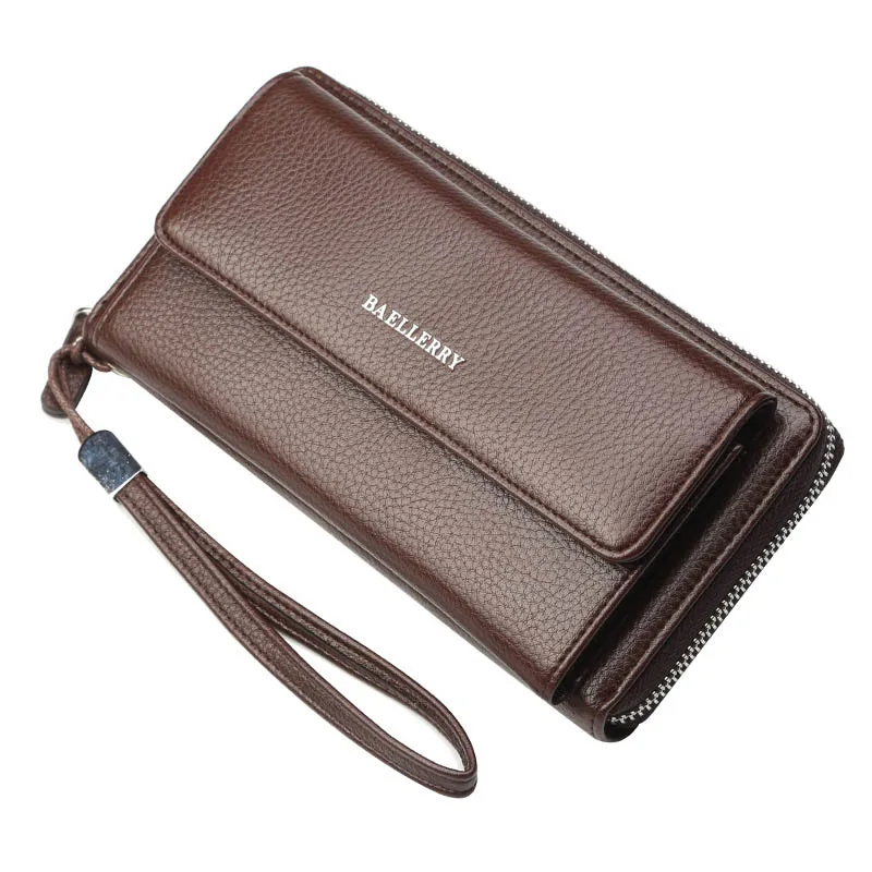 

2019 New Men's PU Wallet Long Zipper Business Men's Large-Capacity Clutch Bag Purse Credit Card Bag Mobile Phone Storage Bag