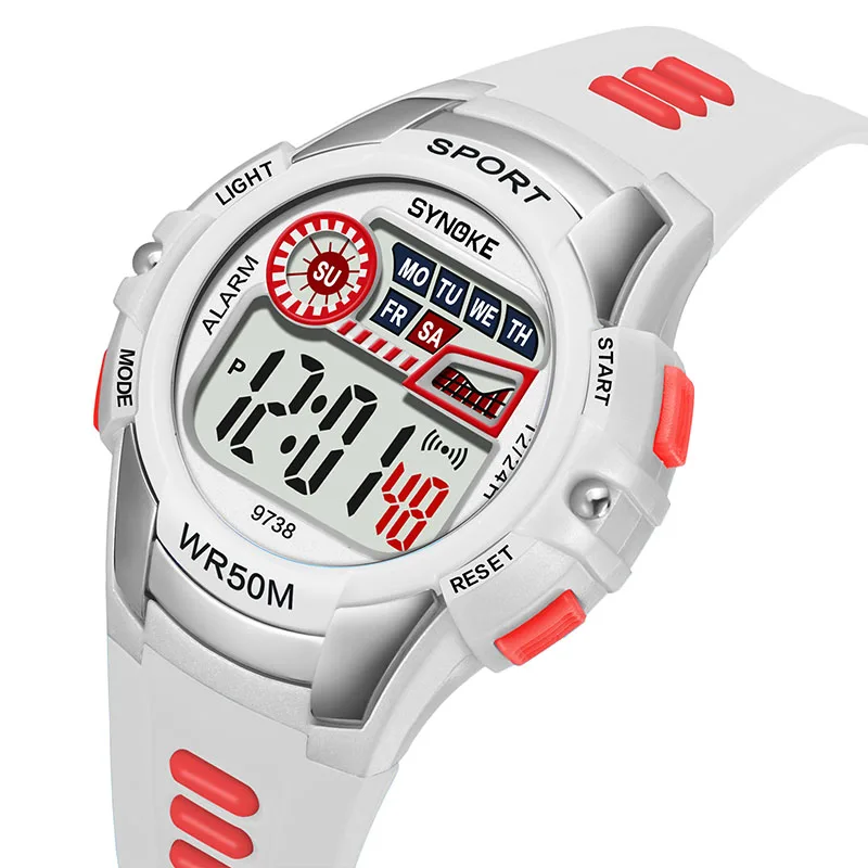 Лидер продаж, 1 шт., детские Студенческие цифровые электронные наручные часы, водонепроницаемые, круглый циферблат, регулируемый ремешок SMA66