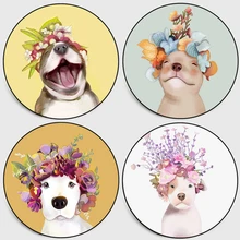 Модный милый ковер с рисунком собаки, круглые коврики для детской гостиной, спальни, Детский ковер, нескользящий коврик для пола по индивидуальному заказу