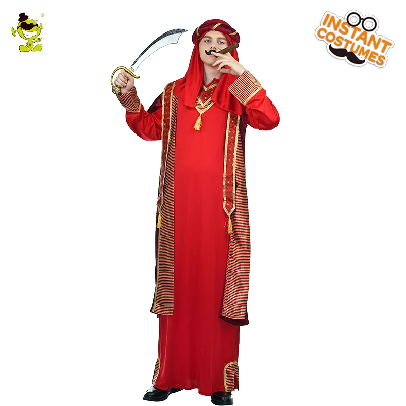 Halloween Costume For Men Arab Pilgrim Costume Fancy Dress Red Arabian
