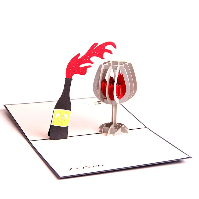  3D Laser Cut Handmade Red Wine Paper Business Cocktail Party Family Reception Invitation Greeting C - 32820592914