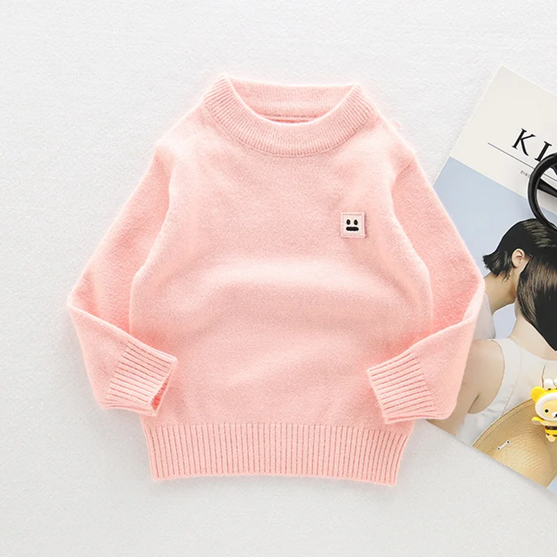 Wool Soft Children Sweater Casual Smile Kids Pullover Long Sleeve O-Neck Solid Sweater For Children Warm Winter Pullover Kids (15)