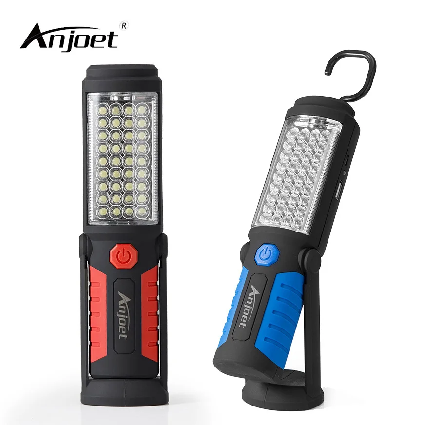 Goede ANJOET Draagbare Light 36 5 LED Zaklamp USB Opladen Werk licht Magnetische + HAAK + Mobiele Power voor Kan helpen telefoon lading