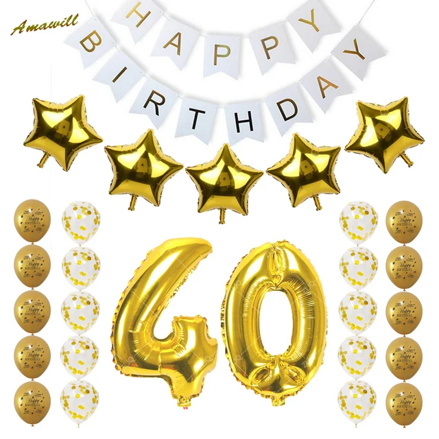 amawill 40th birthday party decoration kit happy birthday balloons