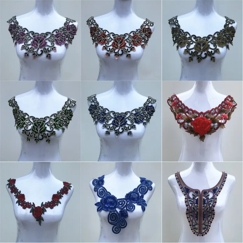 1Pc Color Venise Lace Fabric Dress Applique Motif Blouse Sewing Trims DIY Neckline Collar Costume Decoration Accessories 10-18 1Pc Color Venise Lace Fabric Dress Applique Motif Blouse Sewing Trims DIY Neckline Collar Costume Decoration Accessories 10-18