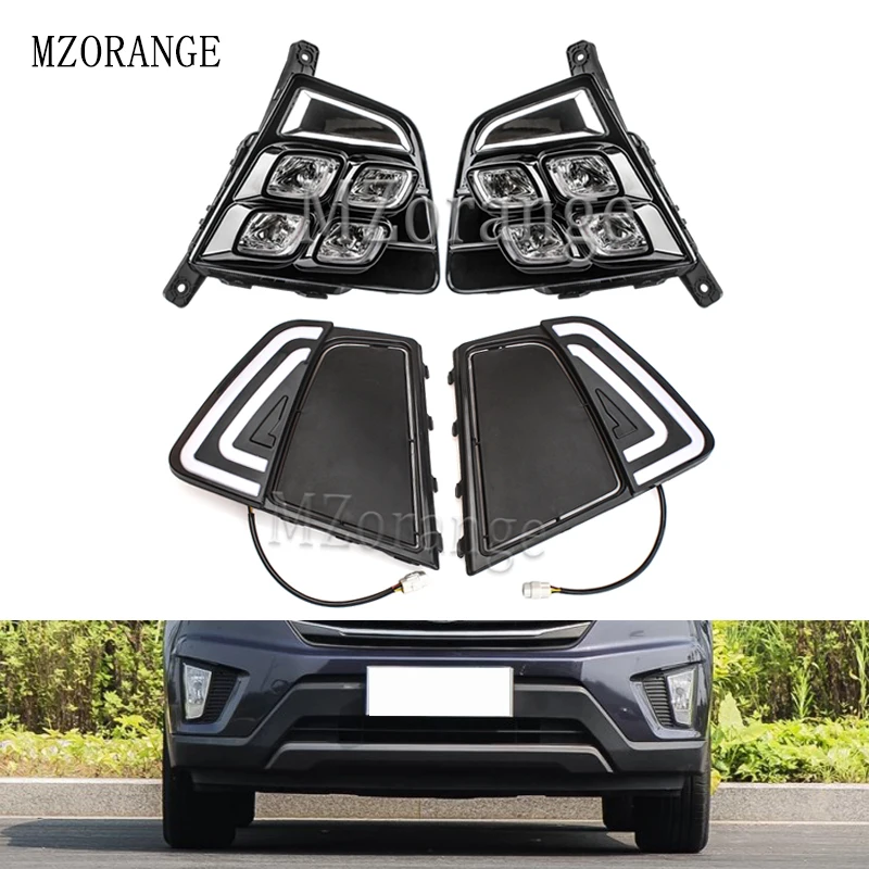 

MZORANGE Daytime Running Light For Hyundai Creta IX25 2014 2015 2016 Car Accessories Waterproof ABS LED Fog Lamp Decoration