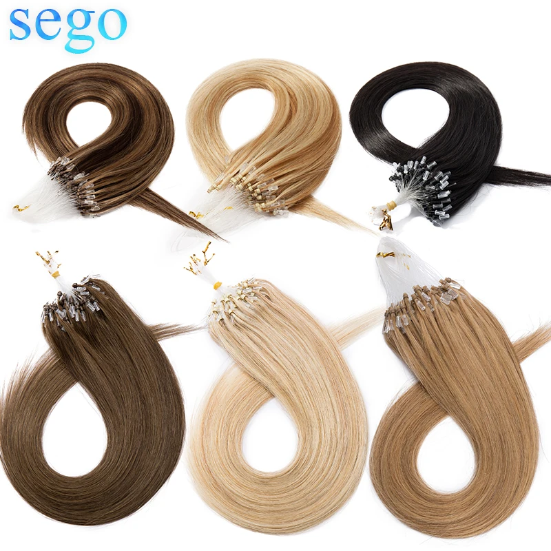 SEGO 16 "-24" 50 г прямые волосы для наращивания с микро-бусинами не Реми человеческие волосы для наращивания на микро-петлях 0,5 г/локон 100P
