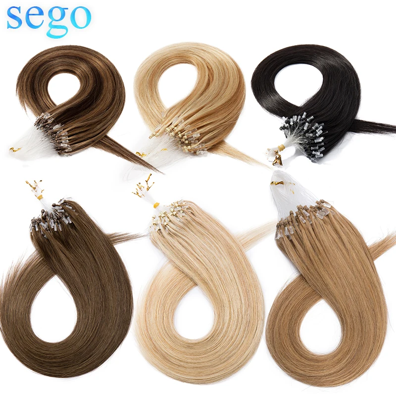 SEGO 16 &quot 24&quot 0 5 г/локон 100 шт. прямые удлинители волос с микробусинами не реми Micro Loop