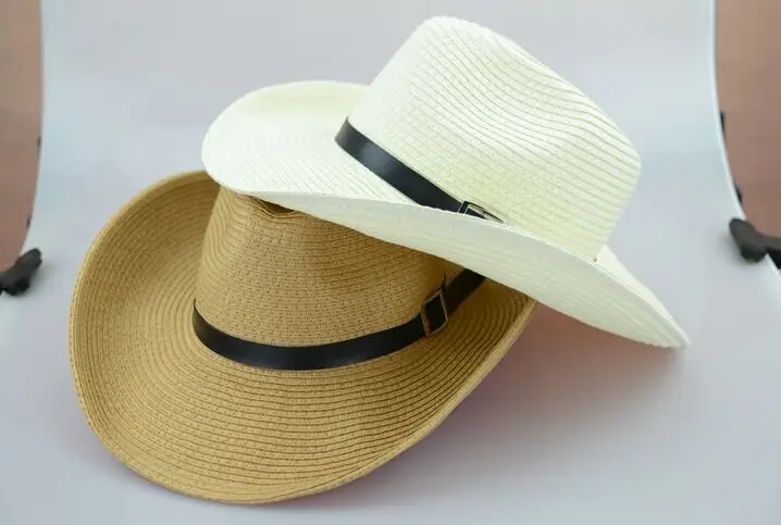 10 шт.,, Лето-k061, короткий пояс, украшенный ковбойской соломенной детской пляжной шляпой, Детская уличная шапочка для отдыха