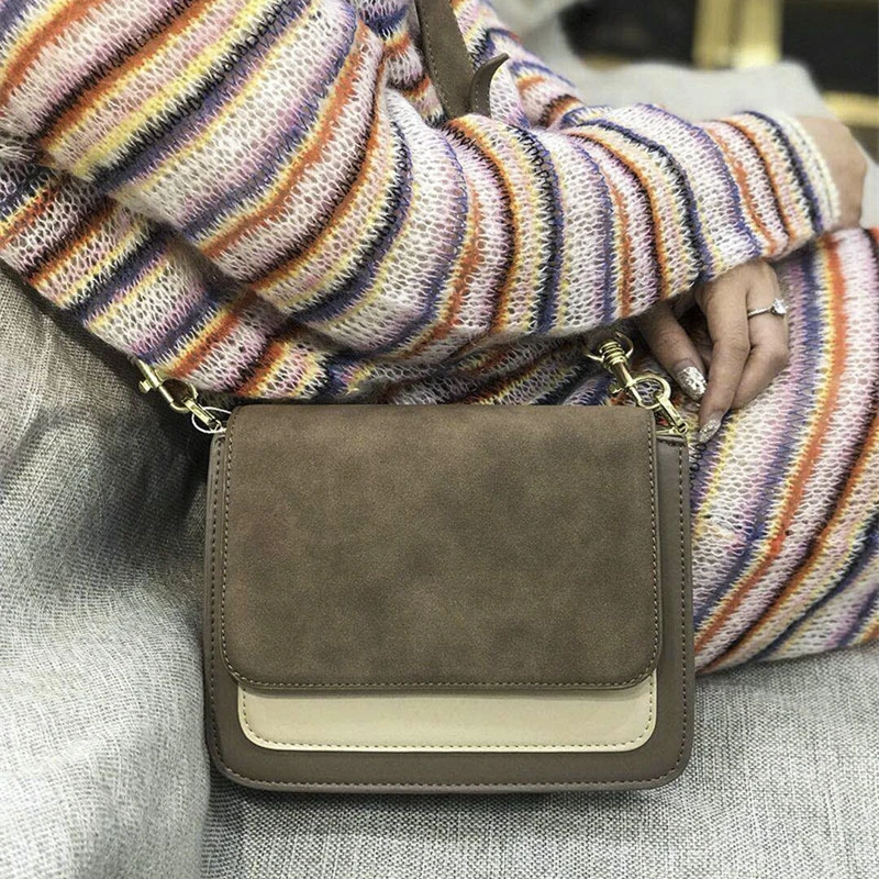 

Burminsa Simple Suede Women Crossbody Bags Wide Strap Small Girl Shoulder Messenger Bags Matte Flap Ladies Hand Bags Winter 2018
