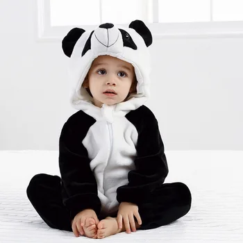 

Flannel Cartoon Panda Shape Baby Clothes Rompers for Babies