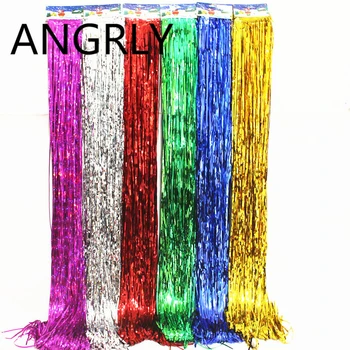 

ANGRLY 15x100cm Rain Silk Screen Tassels Christmas Tree Wedding Decoration Christmas Gifts Gift Box Package Party Gifts Stickers