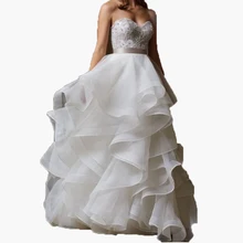 Modern Tulle Skirts Floor Length Tutu Skirt For Women tutu White Saias Skirts Pleated Ruffle Faldas For Bridal Wedding Party