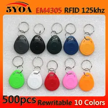 500 pçs 1000 peças em4305 t5577 duplicador cópia 125khz rfid tag cartão de controle acesso chave fob token anel proximidade clone