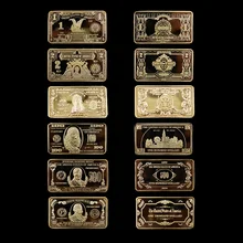 Квадратный 24K позолоченные памятная монета 1/2/5/100/500/1000 USD коллекция искусство производителя "Gift Souvenir" 6 шт./компл
