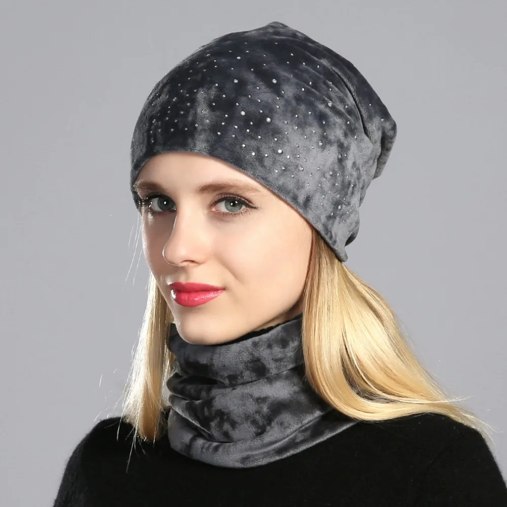 Geebro 2 шт. женские шапки и шарф Зимний Повседневный Теплый Бархатный шейный шарф для женщин дамы полиэстерная шапочка шляпа GS082