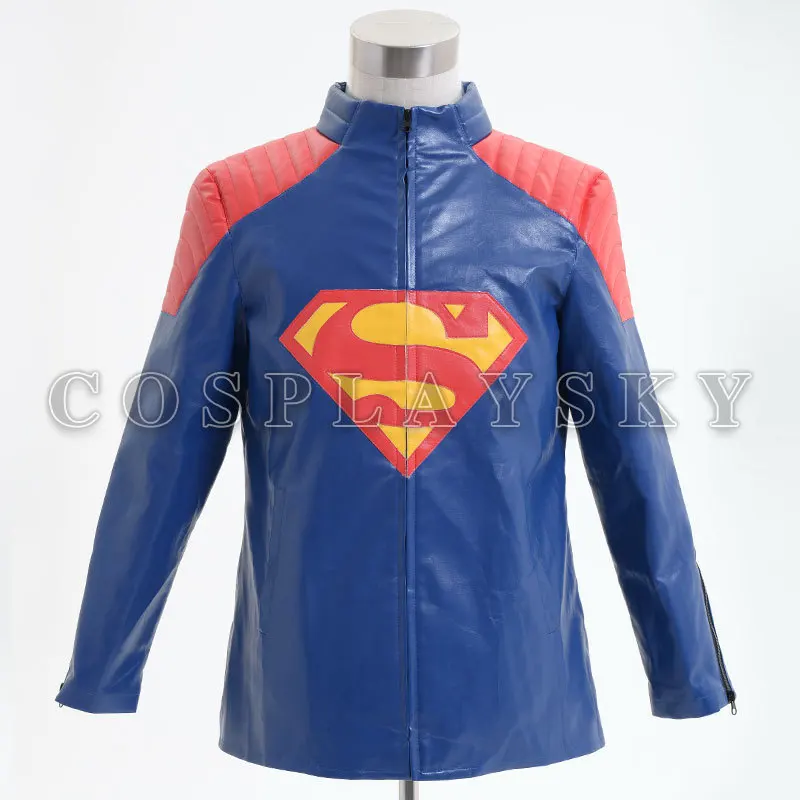 Smallville Superman 3D Printing Blue Leather Jacket Costume Halloween Party Custom Made Women Men Costumes  Cosplay AB-M03