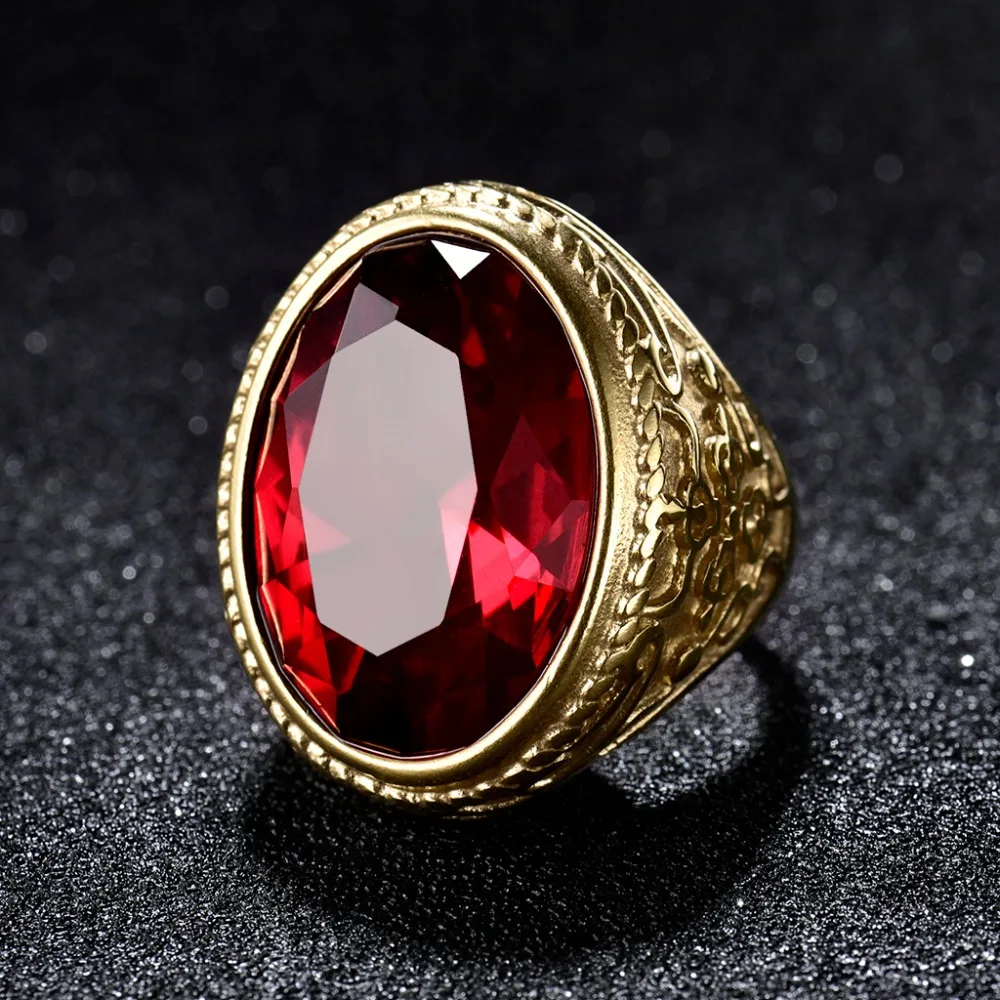XIAGAO Ring for Man Gift 3 Color Oval Square Stone Titanium Stainless Steel Men Ring Fashion Male's Cross Ring for Boy