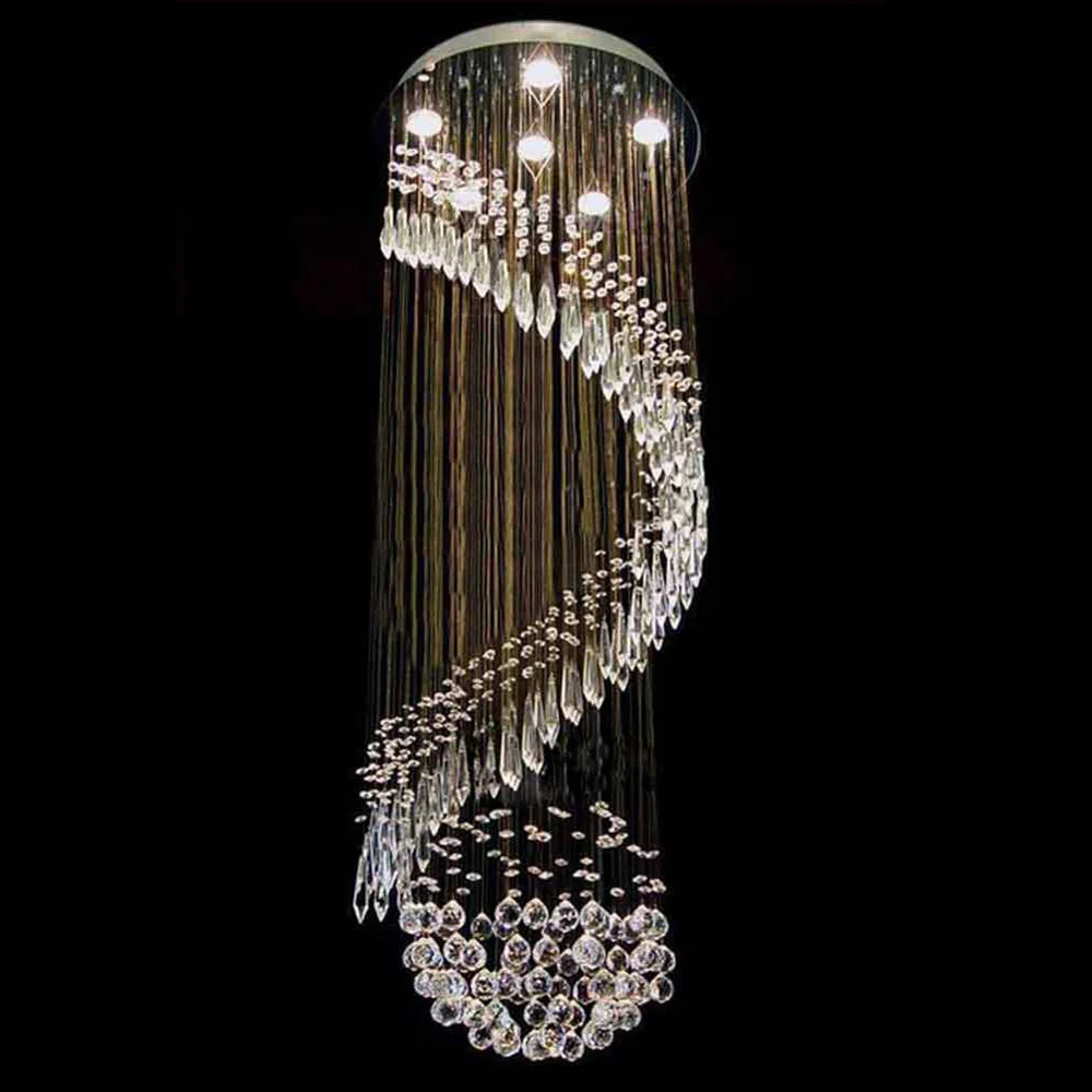Luxe moderne lustre k9 boule de cristal grand spirale art luminaire décoration rain drop lustre pendentif