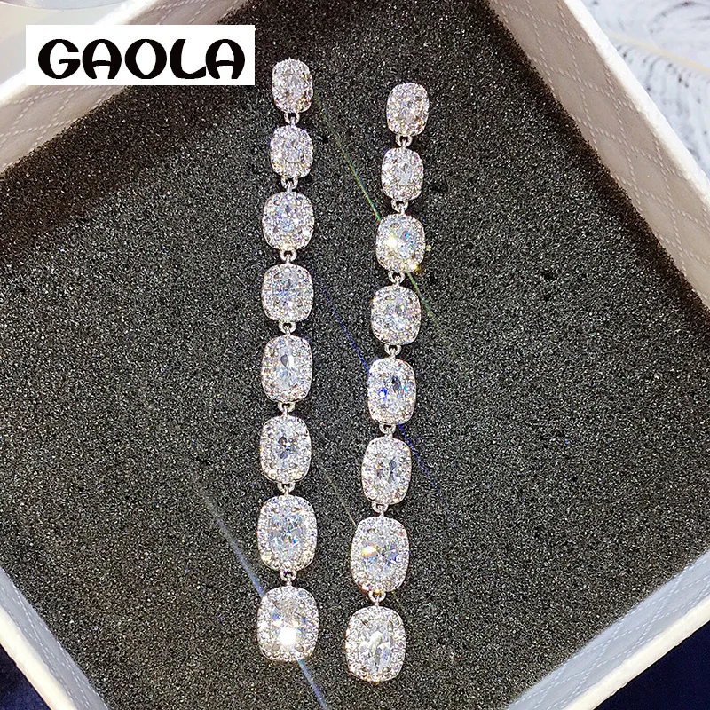 Женские Висячие серьги GAOLA длинные квадратные с фианитом роскошные ювелирные
