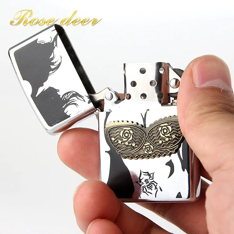 

Beautiful buttocks Metal Carving Kerosene Oil Fire Lighter Unique Gasoline Cigarette Lighter Handicrafts Decoration Best gift