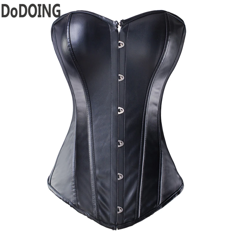 Корсет Женский черный красный со шнуровкой сзади из искусственной кожи|womens overbust