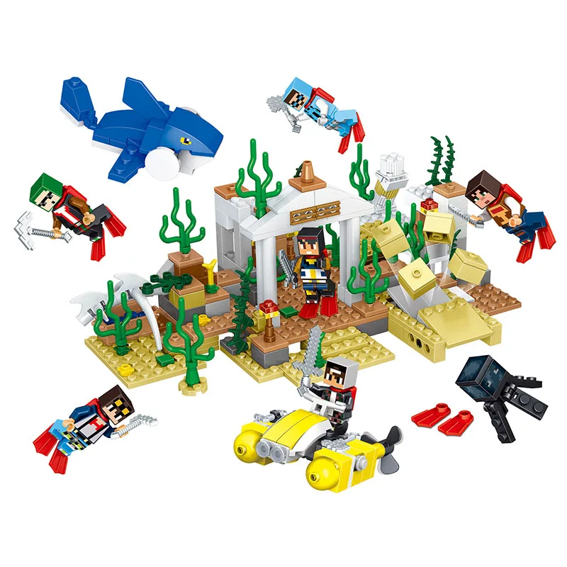 

LELE My World Series Underwater Enlighten Figures Building Blocks Educational Mine World Compatible Toy 6 Pieces/ Lot