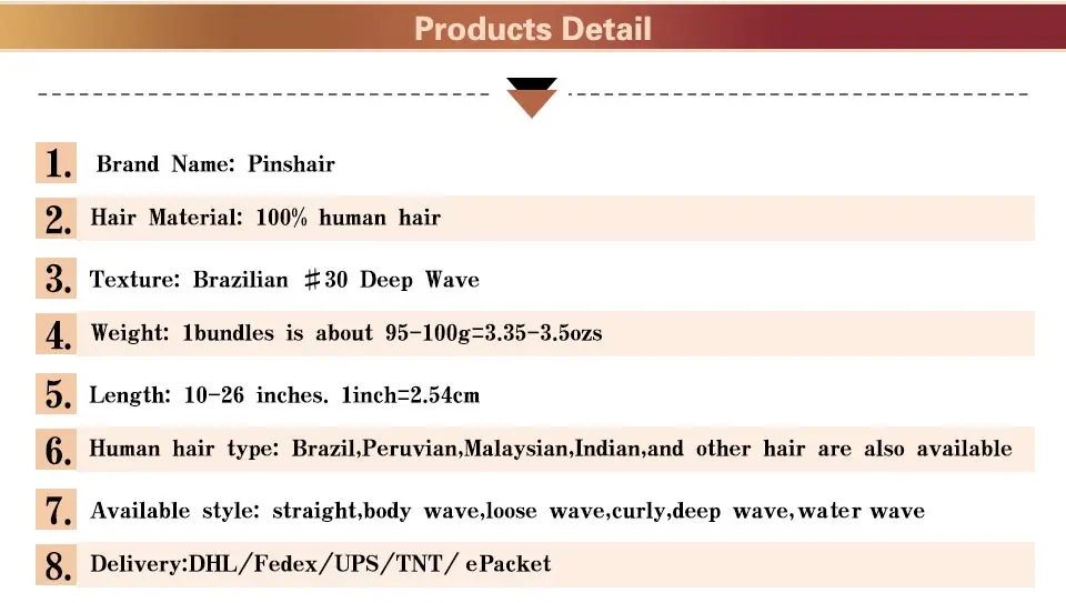 Pinshair Pre-Colored 10-26 Brazilian 4 Bundles Deep Wave Color 30 Hair Weaves 100gbundle 100% Human Hair Thick Wefts Non-Remy (2)