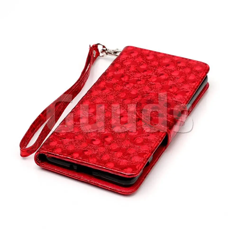 Luxury Laser Butterfly Optical Maser Leather Wallet Case for Sony Xperia X Performance - Red