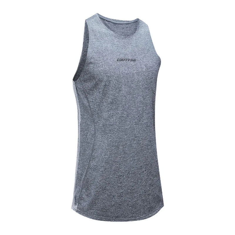 Мужская майка для бега, Спортивная рубашка, трико для фитнеса, безрукавка для бега, быстро сохнет, Мужская одежда для спортзала, летняя крутая Баскетбольная одежда - Цвет: gray