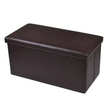 

US Faux Leather Stool Rectangle Storage Footstool Living Room Chair Dropshipping