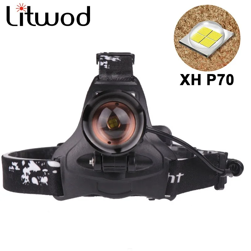 Z20 Litwod 2608 светодиодный XHP70 фара 32000LM фары мощный фар налобный регулируемый светильник фонарик для рыбалки 2600 mAh