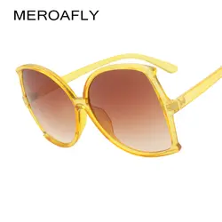 MEROAFLY Брендовая Дизайнерская обувь Для женщин «кошачий глаз» Мода бабочка негабаритных солнцезащитные очки дамы большой кадр градиентные