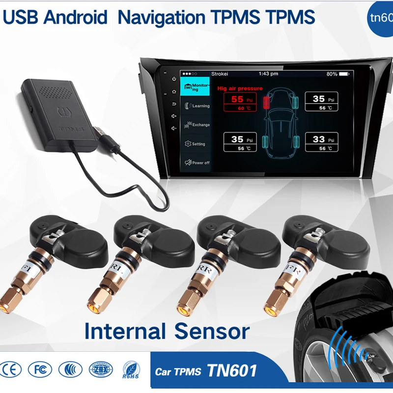 Car TPMS Tire Pressure Monitoring System for Android OS DVD Player USB Interface suit for Renault Peugeot Toyota and All Cars Car TPMS Tire Pressure Monitoring System for Android OS DVD Player USB Interface suit for Renault Peugeot Toyota and All Cars