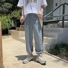 Мужские повседневные штаны с синим сиденьем летние тонкие повседневные штаны с узким сечением штаны с изображением лучей ноги девять молодых людей модная трендовая мужская одежда