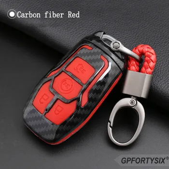 

Carbon Fiber Car Key Case Cover Keychain for 2015 2016 2017 2018 Ford Fusion Mondeo Mustang Taurus F150 Explorer Edge Lincoln MK