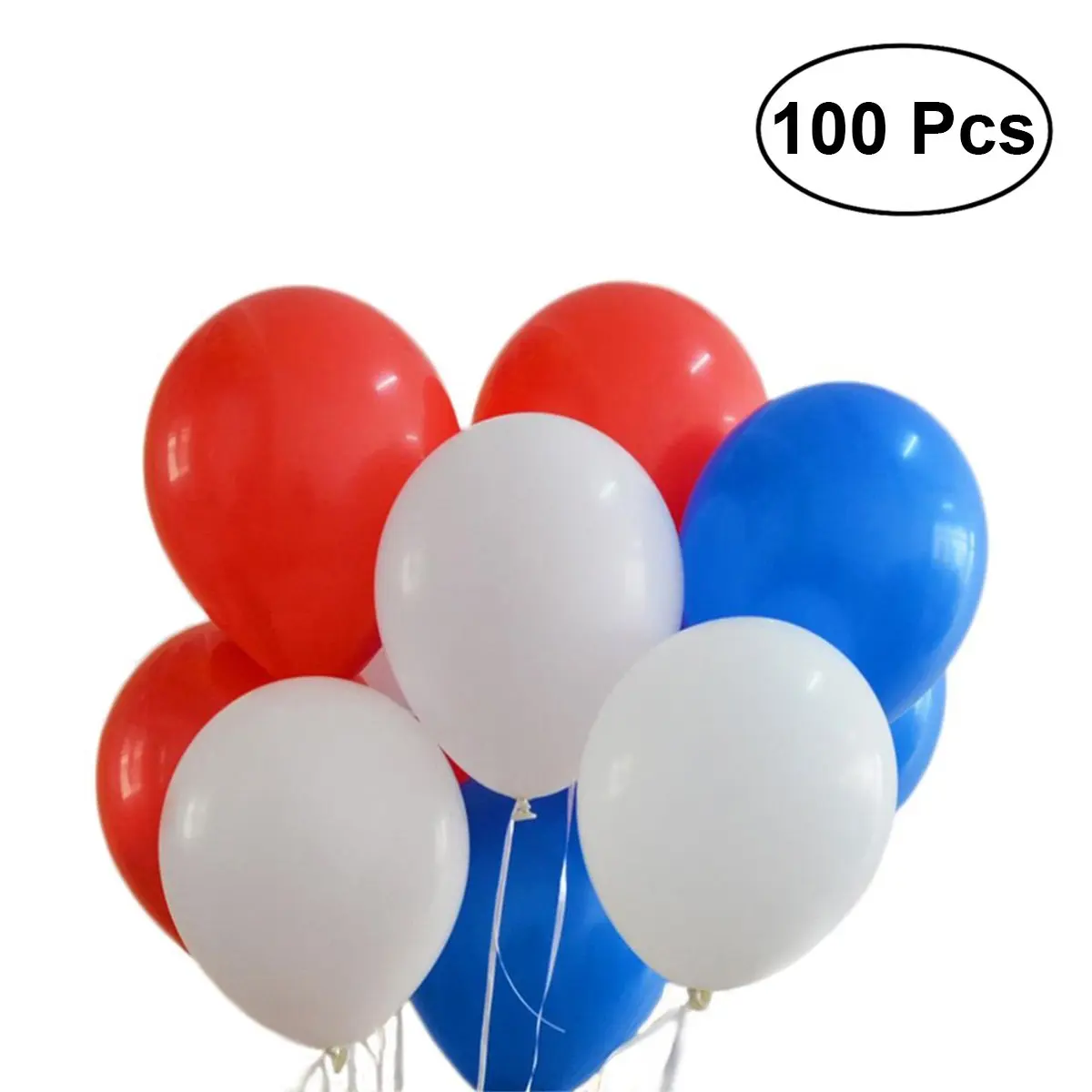 

METABLE 100PCS Latex Balloons,12 inch Red White Blue Balloons for Party,Birthday baby shower, bridal shower decoration supplies