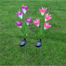 HobbyLane 2 шт. светодиодный светильник на солнечных батареях, меняющий цвет, цветы лилии, садовый светильник, украшения, водонепроницаемый садовый светильник