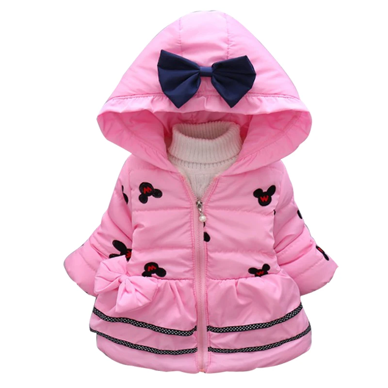 

2017 New Minnie Baby Girls Jacket Kids Winter Cartoon Lovely Keeping Warm Coat Children Cotton Fashion Hooded Thick Outerwear
