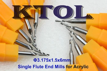 

Professional 3.175*1.5*6MM Tungsten Carbide CNC Mill Tool Cutting Bits, 1 Flute End Mill Acrylic Cutter CNC Router Tools Kit