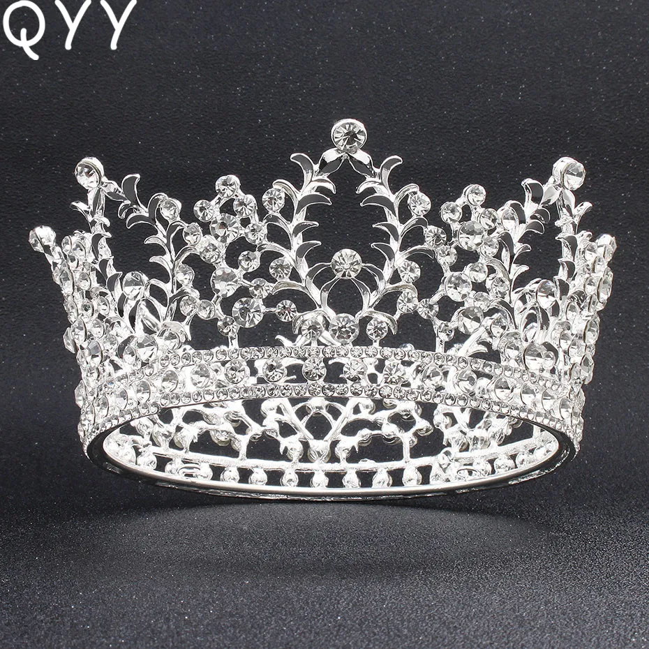 cheap Newest Luxury King Tiaras and Crowns Austrian Crystal Head Jewelry Peals Queen Princess Diadem Baroque Bride #039;s Tiara