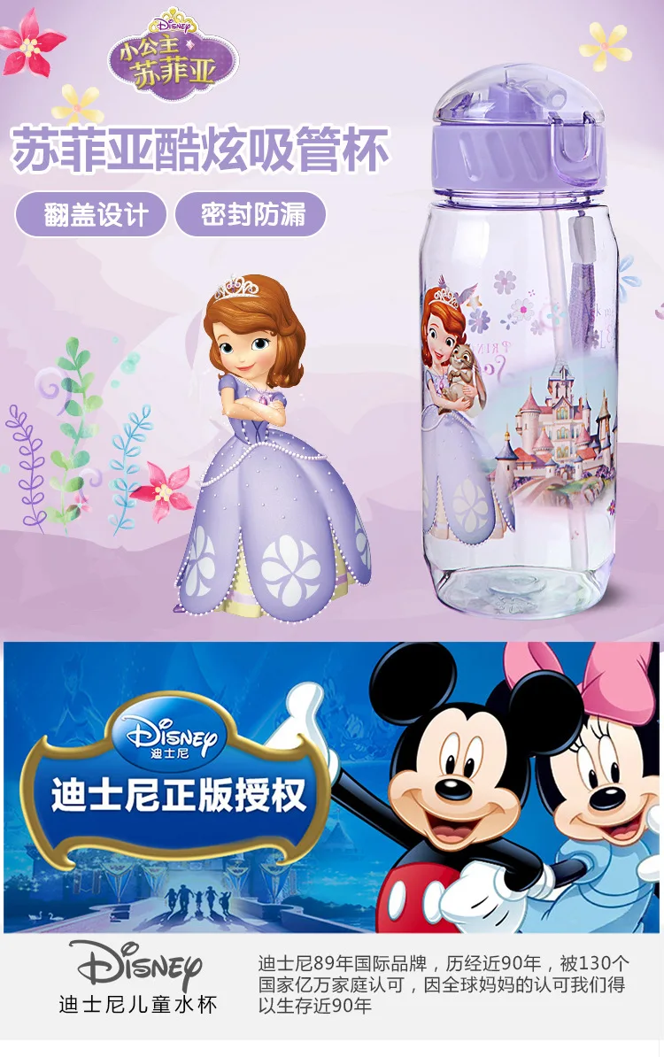 450 мл Дисней Детские Минни Микки Маус Тритан BPA бесплатно чашка для воды с соломинкой бутылочка для кормления мультфильм принцесса Капитан Америка чашка