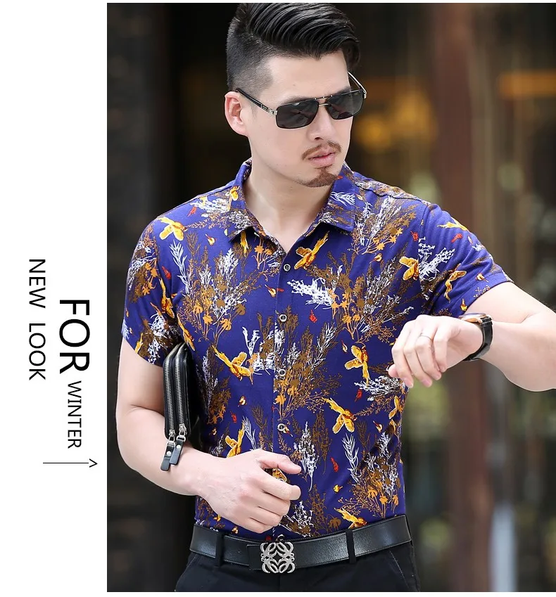 Высококачественные летние модные мужские контрастных цветов в полоску с коротким рукавом хлопчатобумажная рубашка