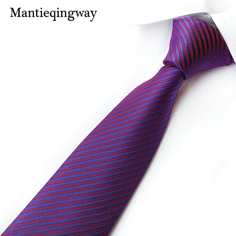 Mantieqingway мужские галстук Полиамид жаккард красный Галстуки Бизнес Костюмы Повседневное плед галстук для свадьбы Gravatas corbatas