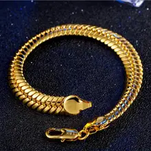 MEEKCAT браслет большой массивный 9 мм кубинское звено змеиная цепь ручной браслет 18kgp золотой цвет для мужчин подарок рок ювелирные браслеты H1012