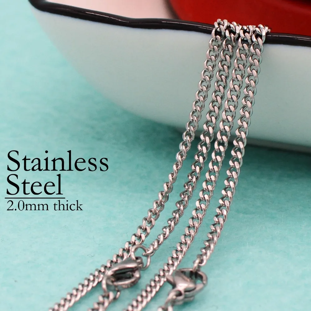 50 pcs- Stainless Steel Chain Necklace, 2.5mm Rope Chain Necklace, Stainless Steel Necklace Chain, Stainless Steel Rope Chain