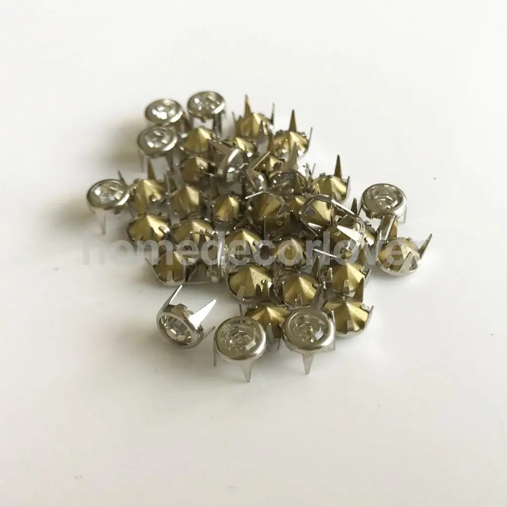 50Pcs Clawed Rhinestone Studs Punk Spikes Studs Flat  Cone Decorative Rivets DIY Set For Clothes Clothing Bag Shoes Leather