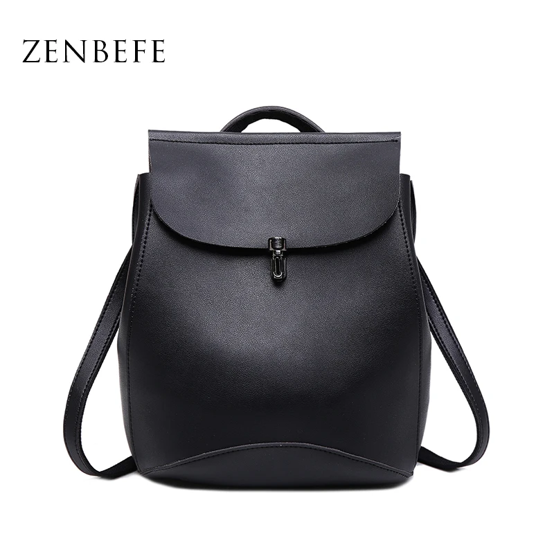 

ZENBEFE Multifunction Backpack Vintage Women Backpacks Black Travel Rucksack PU Leahter Ladies Shoulder Bags Simple School Bags